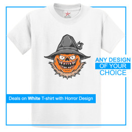Personalised White Tee With Your Own Horror Artwork Print On Front